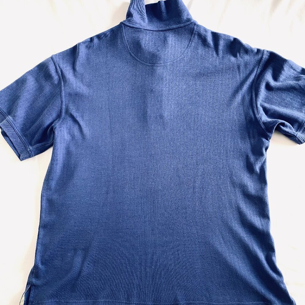 Nat Nast Luxury blue silk & cotton knit polo shirt Mens Large short sleeve - Picture 6 of 9